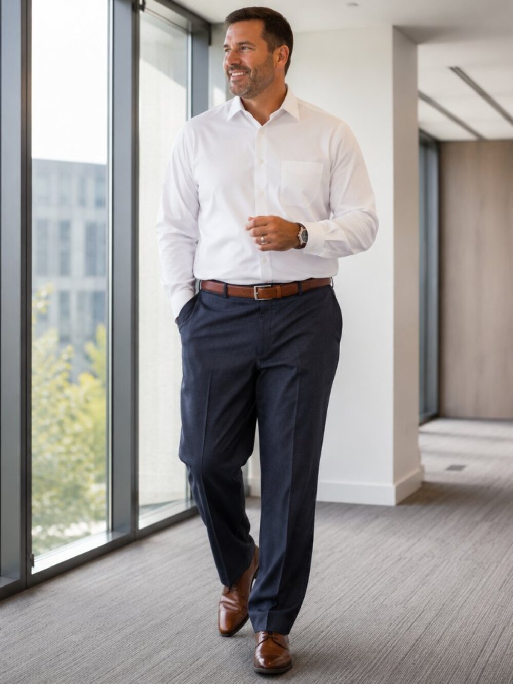 Perry Ellis Stretch Dress Pants | Blue Gray | 40x36 | Flat Front